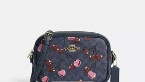 Borsa per fotocamera Coach Jamie nuova con etichetta in tela firmata con stampa ciliegia - Foto 1 di 14