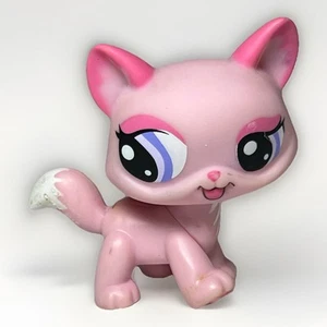 Authentic Littlest Pet Shop Pink Walking Cat #1312 Purple Eyes - Hasbro LPS - Picture 1 of 5