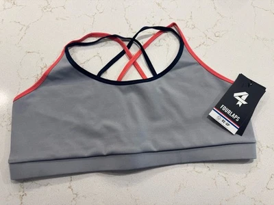 Sujetador deportivo FourLaps Vitality para mujer talla XL plateado espalda cruzada nuevo con etiquetas $54 A8 Foto 1 de 4