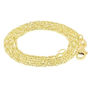 Italian 14k Yellow Gold Solid Diamond Cut Raso Chain Necklace 16" 1.1mm 3.6grams - Picture 1 of 5