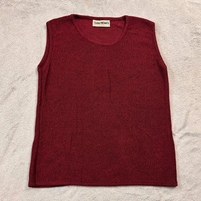 Винтажный женский вязаный топ SAN REMO от Laura без рукавов бордовый размер M - Изображение 1 из 4