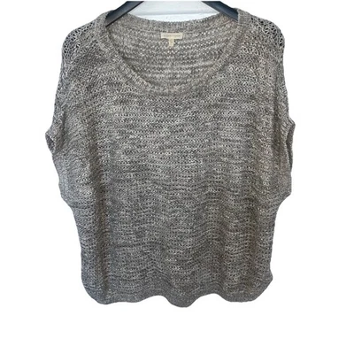 EILEEN FISHER Large Pullover Sweater Cap Sleeve Lightweight Cotton Nylon EUC. h1 - Image 1 of 4