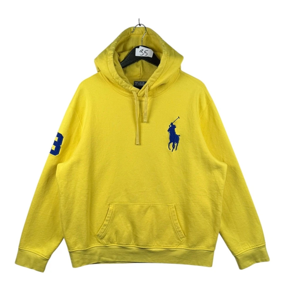 Sudadera con capucha vintage Ralph Lauren amarilla XXL para hombre Foto 1 de 4