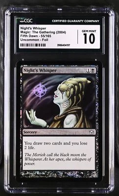 NIGHT'S WHISPER Fifth Dawn Foil U CGC 10 MTG [Nostalgium] - Image 1 of 2