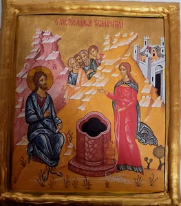 Sunday of The Samaritan Woman at The Well Jesus Greek Eastern Orthodox Icon - Picture 1 of 5