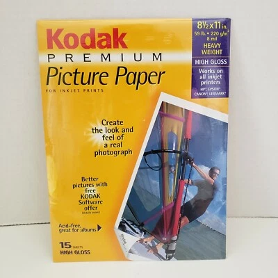 Kodak Premium Picture Paper For Inkjet Prints High Gloss 15 Sheets 8.5 X 11 - Image 1 of 2