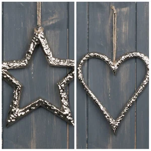12cm Metal Heart or Star. Wall Hanging Home Decor Christmas Wreath - Picture 1 of 1