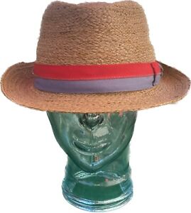 Men’s Straw Trilby Styled Stetson Hat With Ribbon Ban