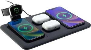 Mophie 4-in-1 Wireless Charging Mat 10W,Charge 4 Device At Once USB-A Port-Black - Picture 1 of 6