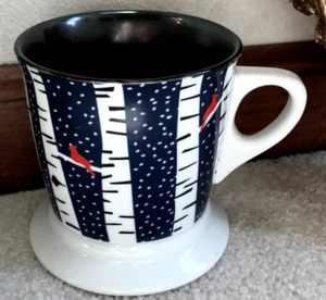 C.R. Gibson KATE NELLIGAN 12 fl. oz. Footed Mug “Birch” Cardinals in Winter WOW! - Picture 1 of 8
