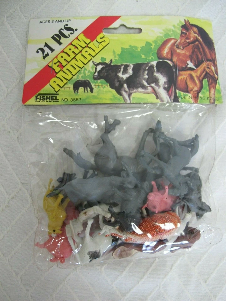 Vintage Farm Animals 21 Pcs Fishel Hong Kong (in Bag)