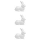  3 PCS Baby Porcelain Rabbits Figurine Easter Tabletop Ornament Home Adornment