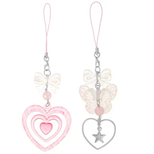 2 Pcs Love Bow Mobiltelefonkette Telefonanhänger Handy-Armband-Anhänger - Zdjęcie 1 z 12