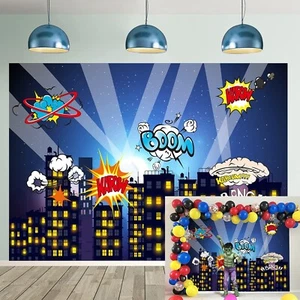 Superhero Cityscape Theme Backdrop Night Scene Comics Style Building Photography - Picture 1 of 7