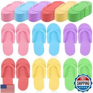 Geyoga 48 Pairs Disposable Pedicure Slippers Foam Disposable Multi Color Spa - Picture 1 of 5
