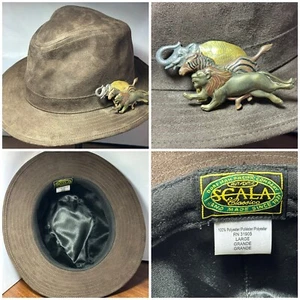 Stetson Men's Safari Fedora Hat Large Vegan Suede Leather - Picture 1 of 9