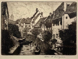 Charles Dahlgreen, "Brugge", 5" x 7" Etching, signed - Picture 1 of 2