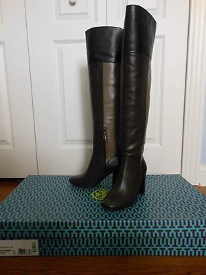NUEVAS Botas de Cuero Tory Burch $558 Bowie Sobre la Rodilla Paneles Cosidos, Talla 6 Foto 1 de 4