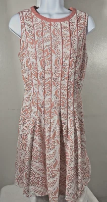 Antonio Melani Dress Women 4 Lace Overlay Coral Flattering Seaming Career Boho - Image 1 of 4