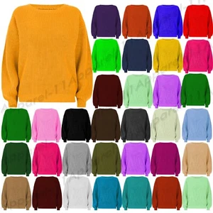 Ladies Womens Casual Cosy Baggy Knitted Pullover Winter Jumper Top Sweater S-3XL - Picture 1 of 31