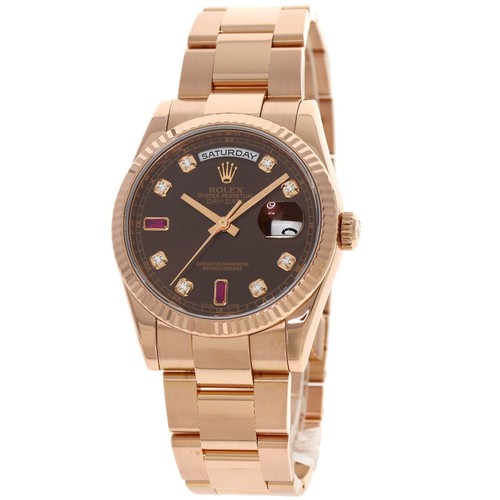 ROLEX Day Date Ruby Diamond Watches 118235F K18 Pink Gold Pink G mens