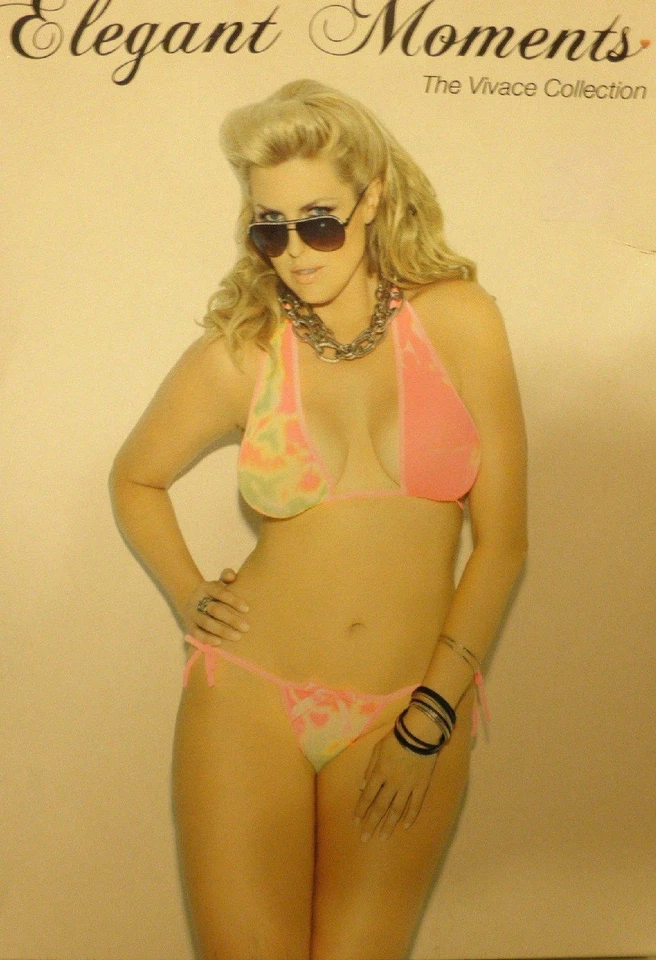 Elegant Moments Plus Size Queen Tie Dye String Bra Top and Thong Neon Pink 8614q