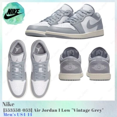 Nike Air Jordan 1 Low Vintage Gris 553558-053 Para hombres US4-14 NUEVO Foto 1 de 4