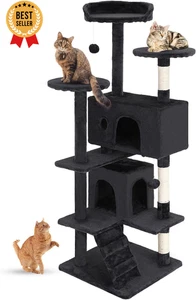 Árbol para gatos de 54 pulgadas, poste rascador multinivel y acogedor condominio para gatos de interior - Imagen 1 de 12