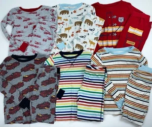 Carters Primary Members Mark Size 6 7 Lot Boys Fall Winter Pajamas Shirt Pants - Picture 1 of 15