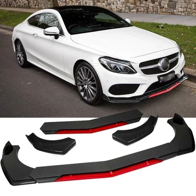 For Mercedes-Benz Front Bumper Lip Spoiler Splitter Body Kit Carbon Fiber Red Foto 1 de 4