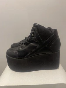 YRU Black chunky platform boots #goth #punk size 42 - Picture 1 of 3