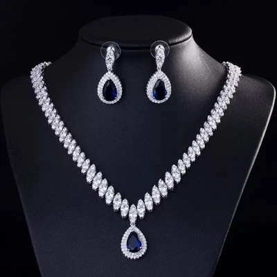 zirconia  Crystal Bride Wedding necklace and earrings set - Image 1 of 2