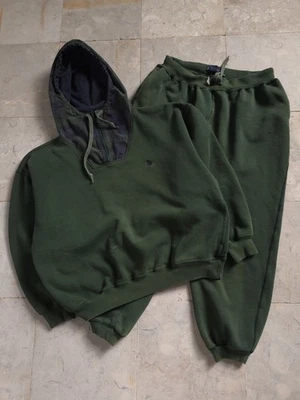 Conjunto de moletom com capuz vintage década de 1990 náutica duas peças verde quadrada GG - Imagem 1 de 4