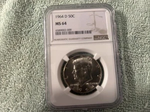 1964-D Kennedy Half Dollar MS64 NGC - Beautiful Rainbow Crescent Toned Reverse - Picture 1 of 2