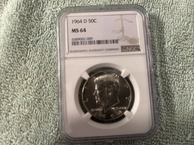 1964-D Kennedy Half Dollar MS64 NGC - Beautiful Rainbow Crescent Toned Reverse - Image 1 of 2