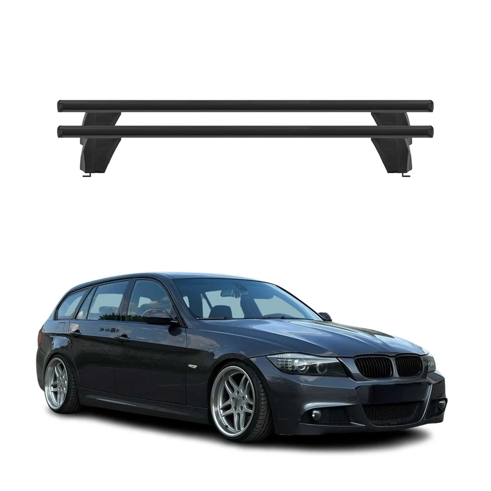 Fix Point 车顶架横杆适用于宝马 3 系列 E90 E91 E92 2005 - 2013 Alu 黑色 — 第 1/4 张图片