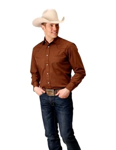 Roper Western Shirt Mens L/S Embroidery Brown 01-001-0017-7727 BR - Picture 1 of 2