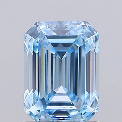 Emerald Cut 1.01 Ct lab IGI Certifide Diamond Fancy Vivid Blue VS1 Gifts For - Image 1 of 4
