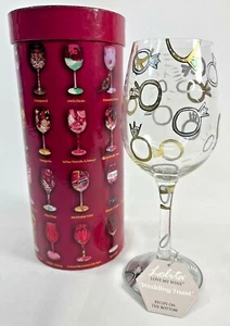 Lolita "HOCHZEIT TOAST" handbemaltes Weinglas mit Rezept auf Boden mit Paket - Bild 1 von 12