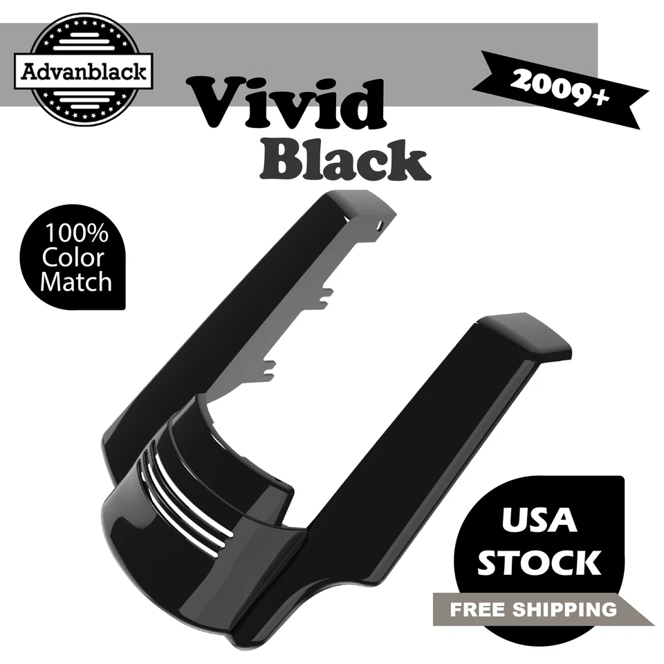2-1 Single Cutout Vivid Black Stretched Rear Fender Extension For Harley 2009+ - Image 1 of 4