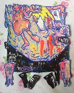 Original HAPPY GRAVE Original Painting surreal art : "GUITARMETAL911" year 2018 - Picture 1 of 1