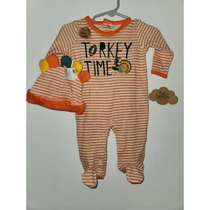 Baby Essentials NWT Turkey Time Sleeper and Hat Size 3 Months 0-12 pounds - Picture 1 of 7