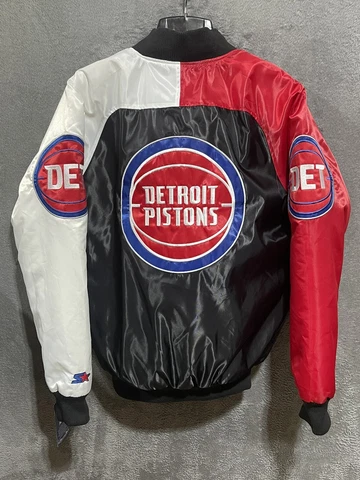 Detroit Pistons Starter NBA vtg 90s Varsity Bomber nylon Jacket sz-M-NWT Cover