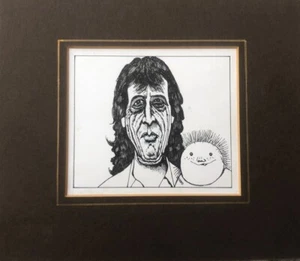WILLIE RUSHTON 1937-96 Original Cartoon in Ink of Bill Wyman for Private Eye 80s - Picture 1 of 5