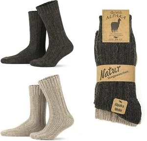 2 Pairs Alpaca Wool Men's and Women's Thermal Socks - Extra Thick, Knitted Fuzzy - Picture 1 of 25