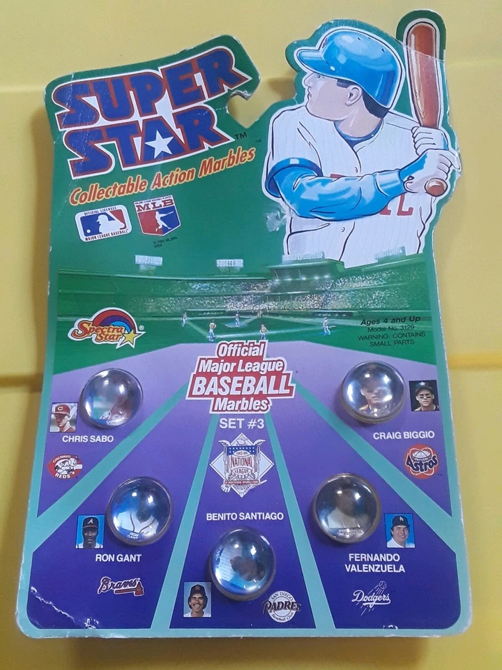 MLB 1990 Super Star Collectible Action Marbles Set #3 HOF Biggio Gant Santiago