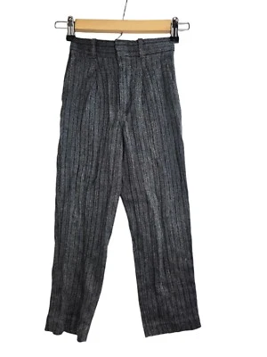Vintage Black Gray Striped Boys Pleated Dress Pants Size XS Pockets **Read** - Image 1 of 4