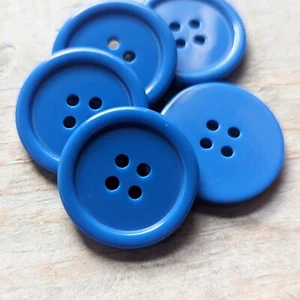 Blue Buttons Shiny Resin 4 hole 25mm 1 inch Craft Supply Bulk Lot 10 pc Set - Picture 1 of 4