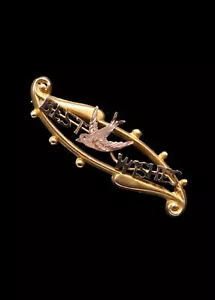 Early 20th century 9ct gold 'Best Wishes' brooch - Picture 1 of 6
