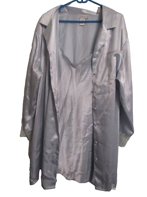 Conjunto de bata/vestido Morgan Taylor íntimo verde pastel mojado satinado borde ancho de encaje 2X Foto 1 de 4